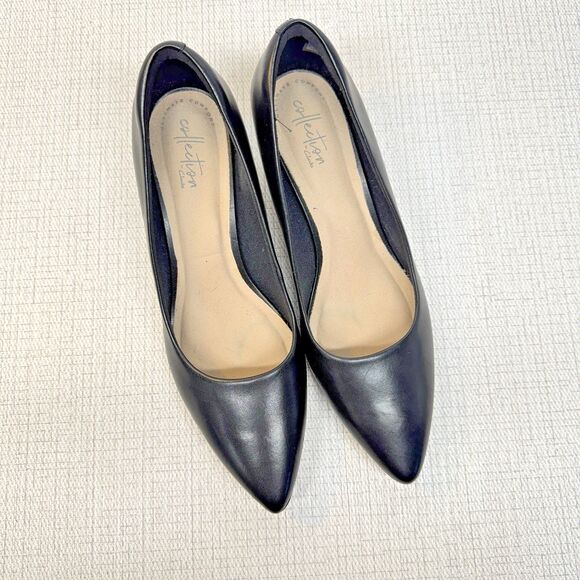 Clarks Shoes - Clarks Collection Linvale Jerica Black Leather Kitten Heel Career Pumps 9M
